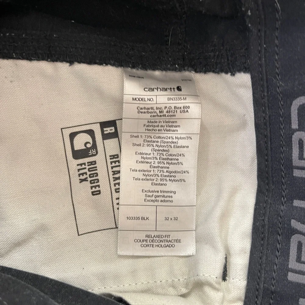 Carhartt Pants Mens 32x32 Black Steel Relaxed Fit Double Knee Cargo Rugged Flex